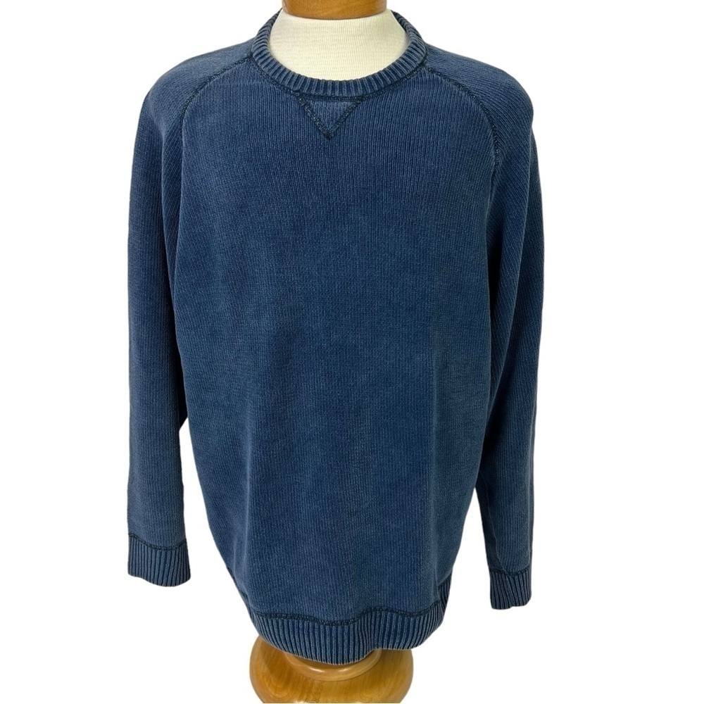 ORVIS Sporting Traditions Pullover Sweater Sz Large Blue Soft Velour Long Sleeve